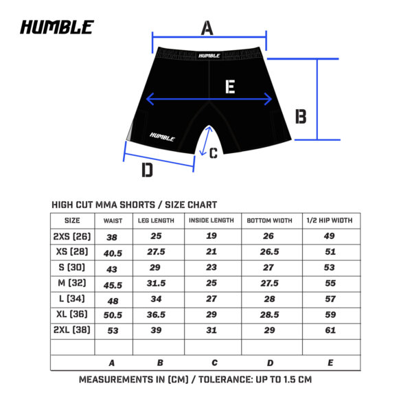 High Cut Hfw Mma Shorts Size Chart 2023