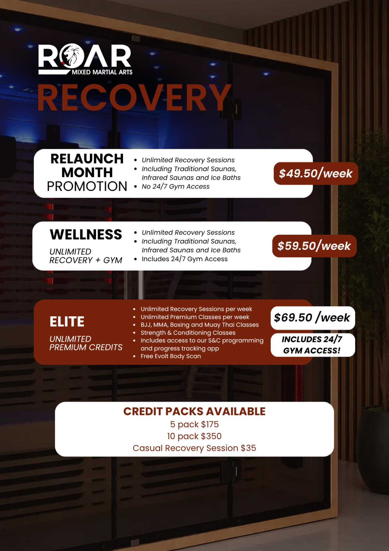 2026 PRICECARDS Recovery + Gym Pricecard
