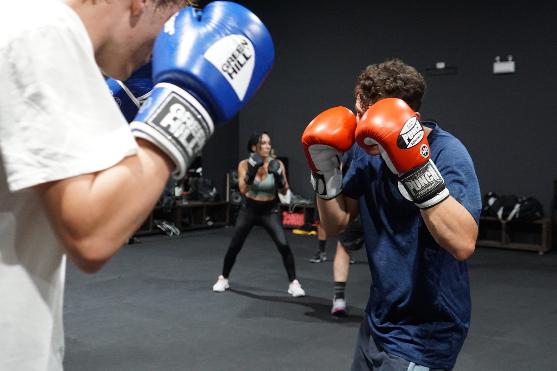 Sparring in boxing class