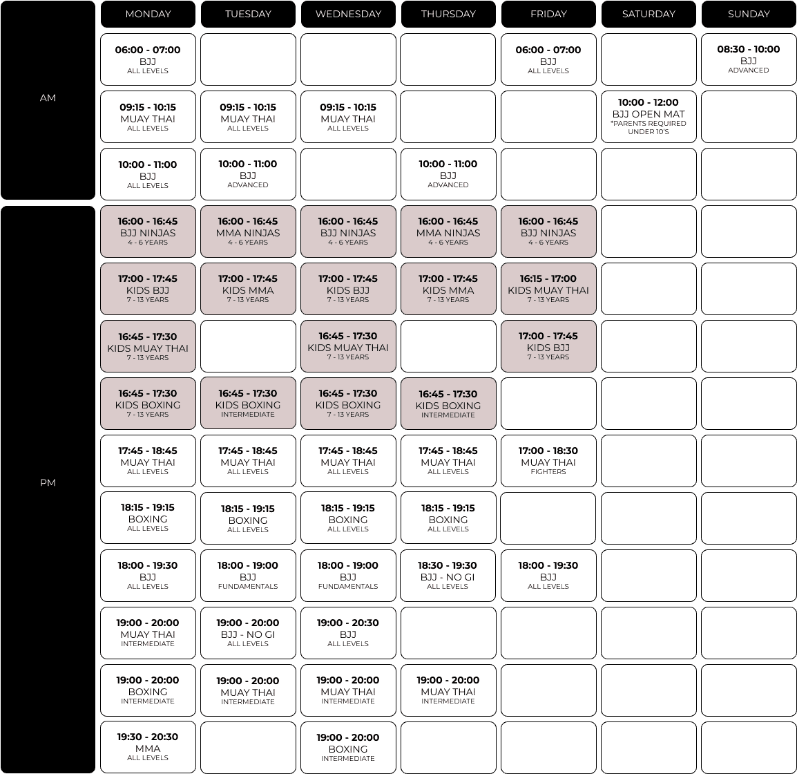 Rockingham Timetable
